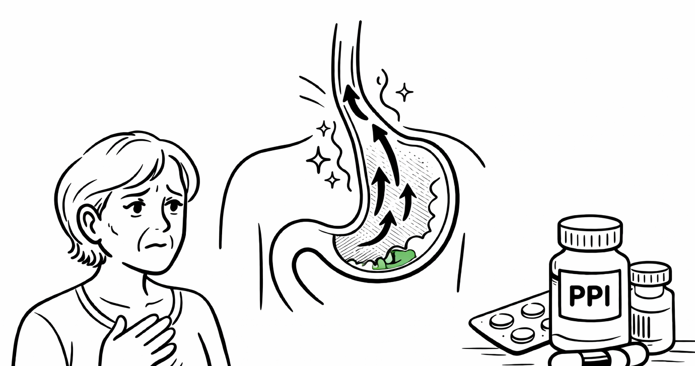 Kvinde har halsbrand og sur mave